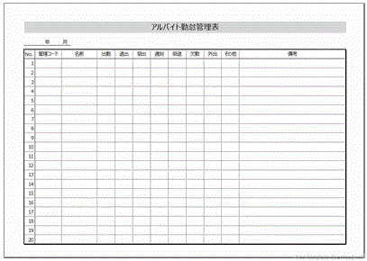 アルバイト用勤怠管理表 Excelで作成 無料テンプレートダウンロード